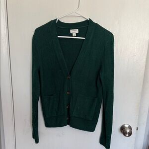 J. Crew Deep Green Cardigan Sweater